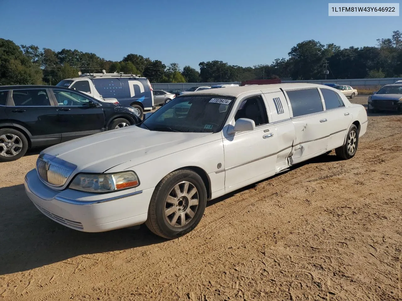 2003 Lincoln Town Car Executive VIN: 1L1FM81W43Y646922 Lot: 77078474