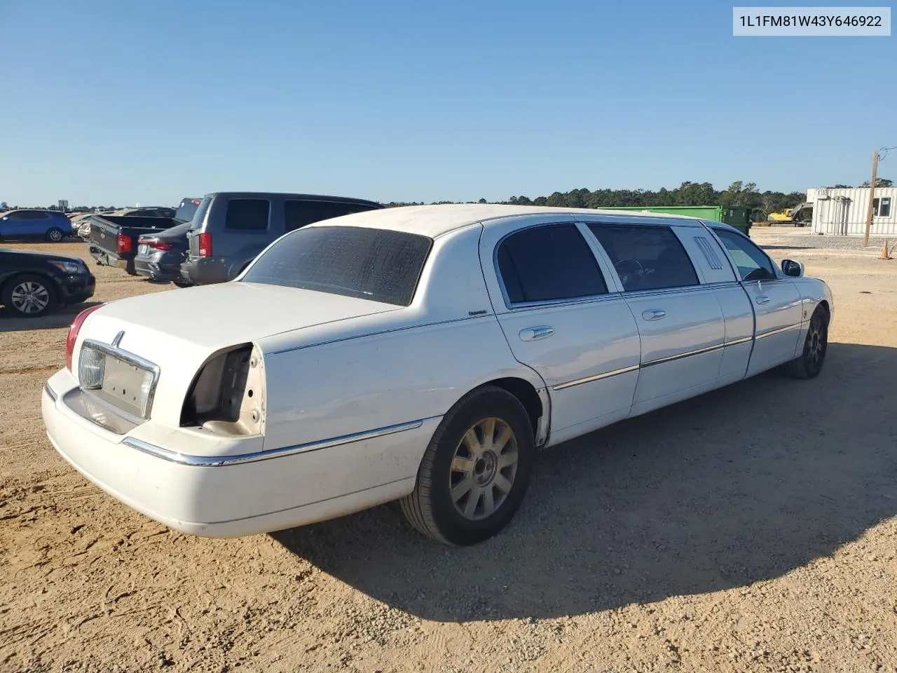 2003 Lincoln Town Car Executive VIN: 1L1FM81W43Y646922 Lot: 77078474