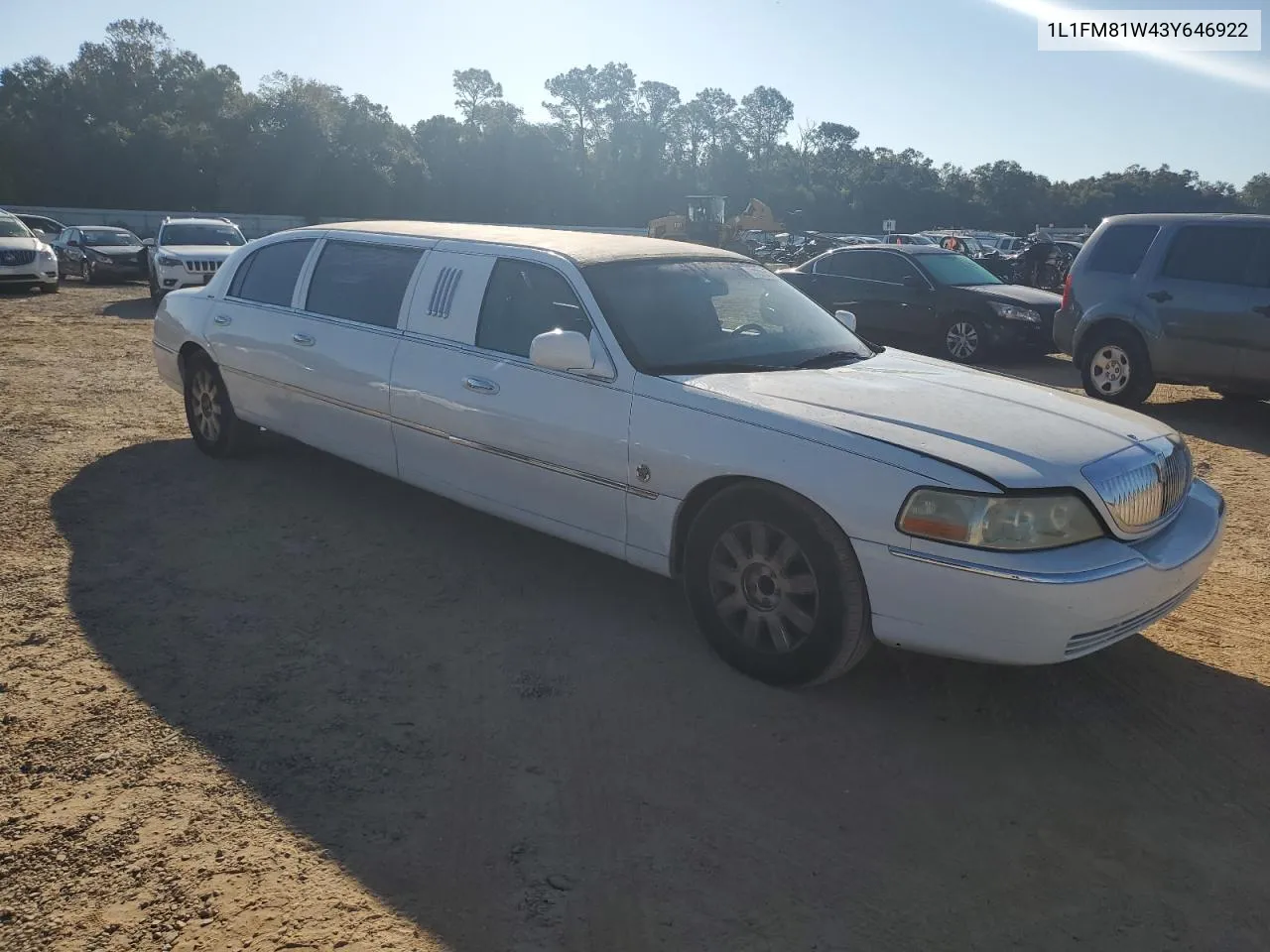 2003 Lincoln Town Car Executive VIN: 1L1FM81W43Y646922 Lot: 77078474