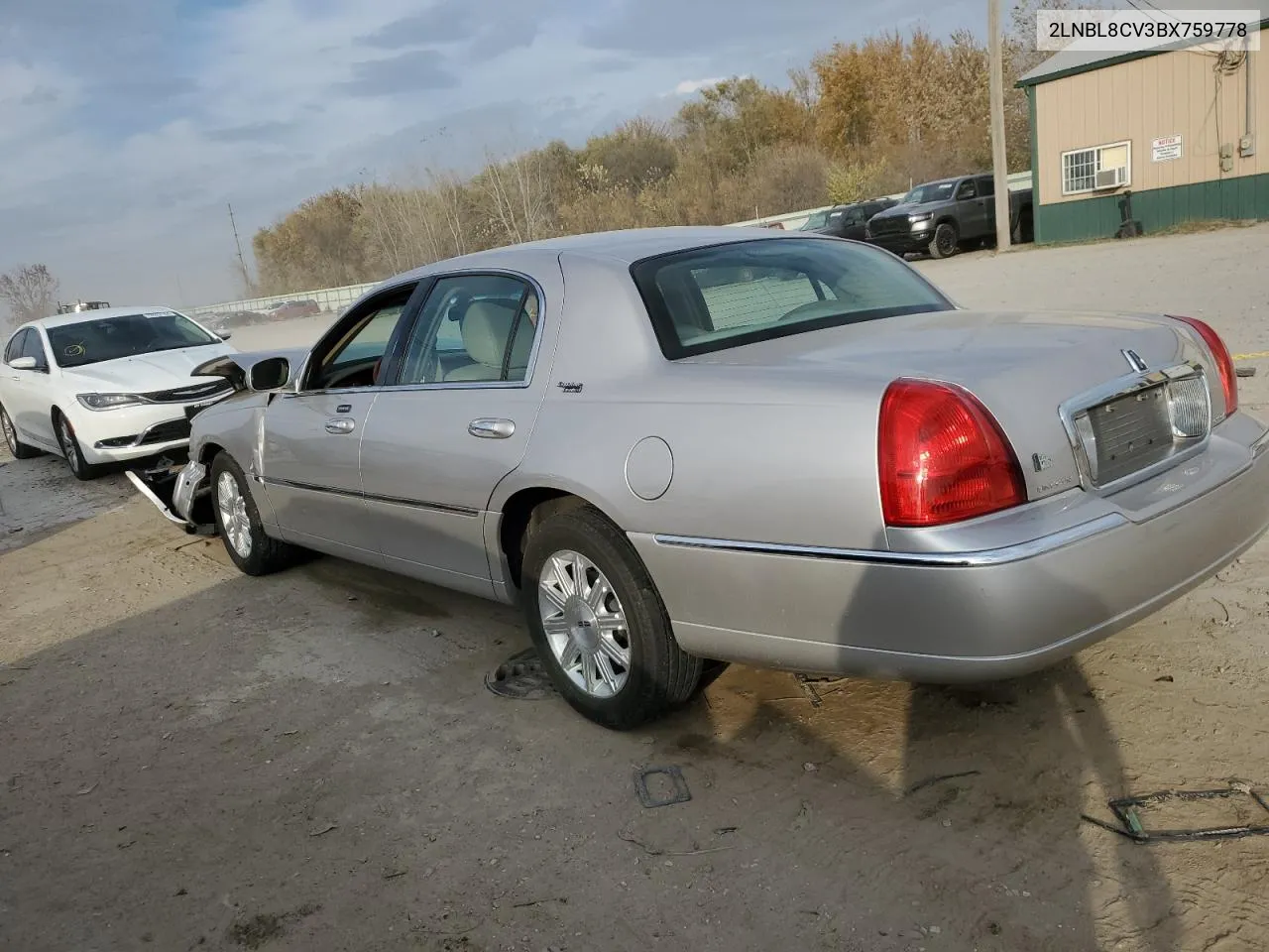 2011 Lincoln Town Car Signature Limited VIN: 2LNBL8CV3BX759778 Lot: 77242244