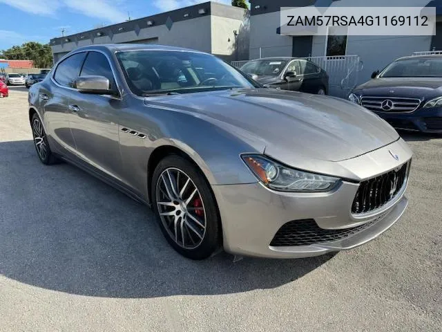 2016 Maserati Ghibli S VIN: ZAM57RSA4G1169112 Lot: 66540874