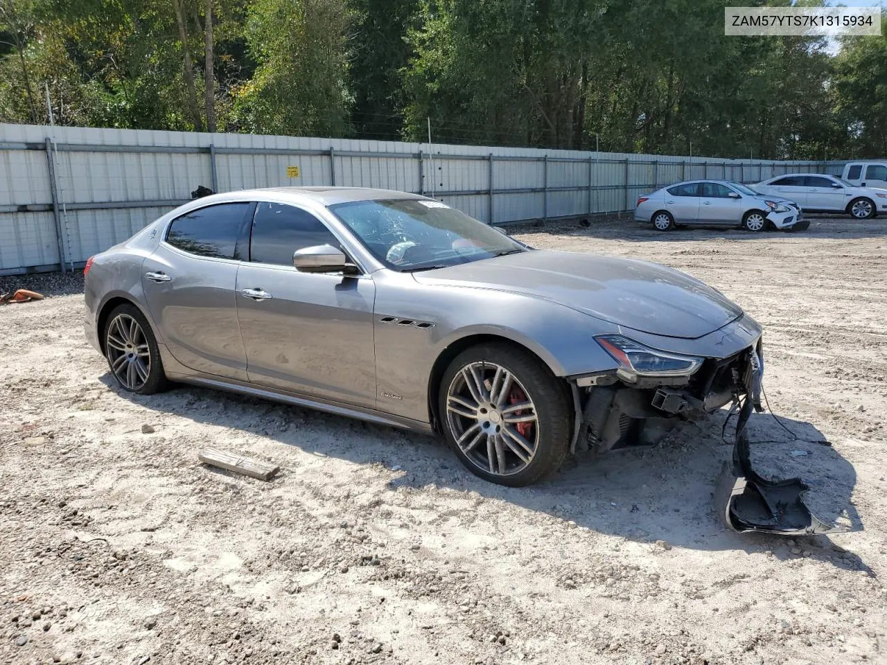 ZAM57YTS7K1315934 2019 Maserati Ghibli S