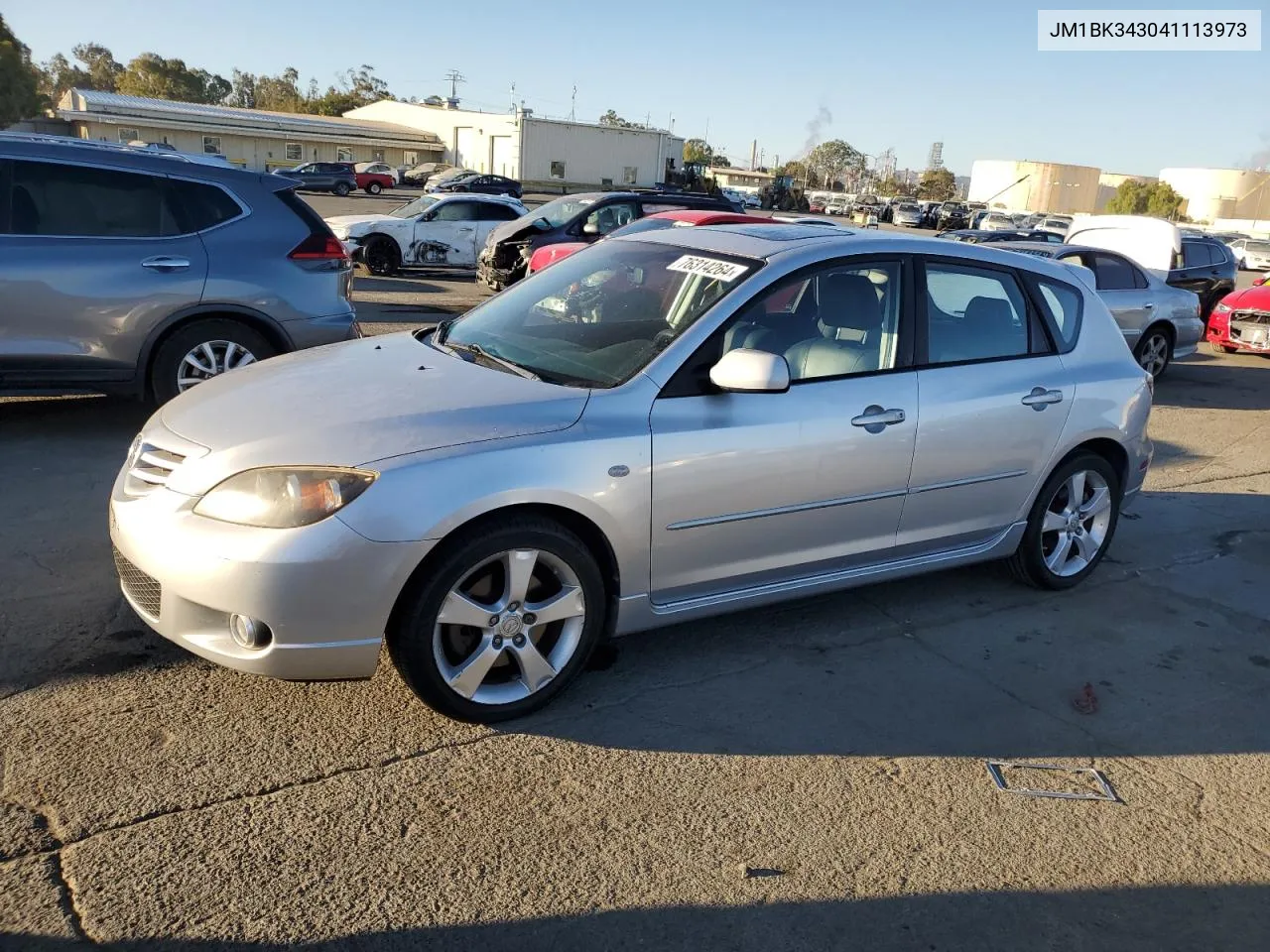 2004 Mazda 3 Hatchback VIN: JM1BK343041113973 Lot: 76314264