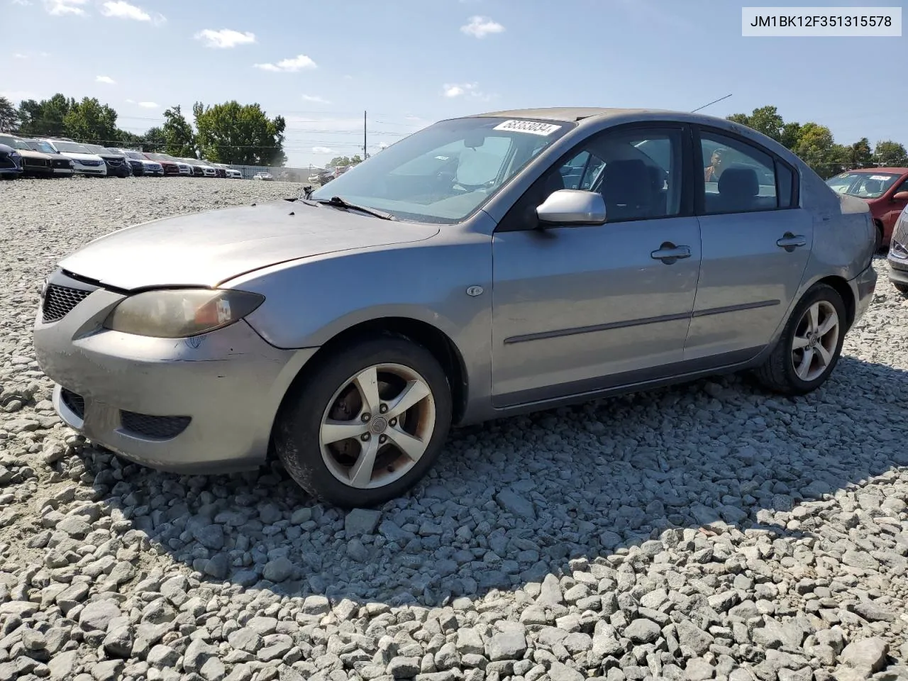 2005 Mazda 3 I VIN: JM1BK12F351315578 Lot: 68383034