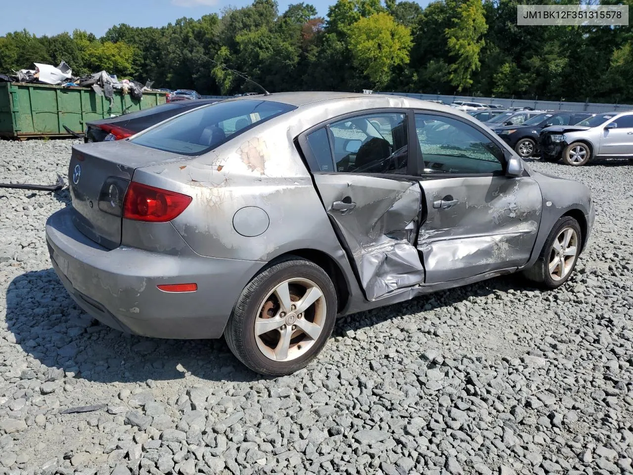 2005 Mazda 3 I VIN: JM1BK12F351315578 Lot: 68383034