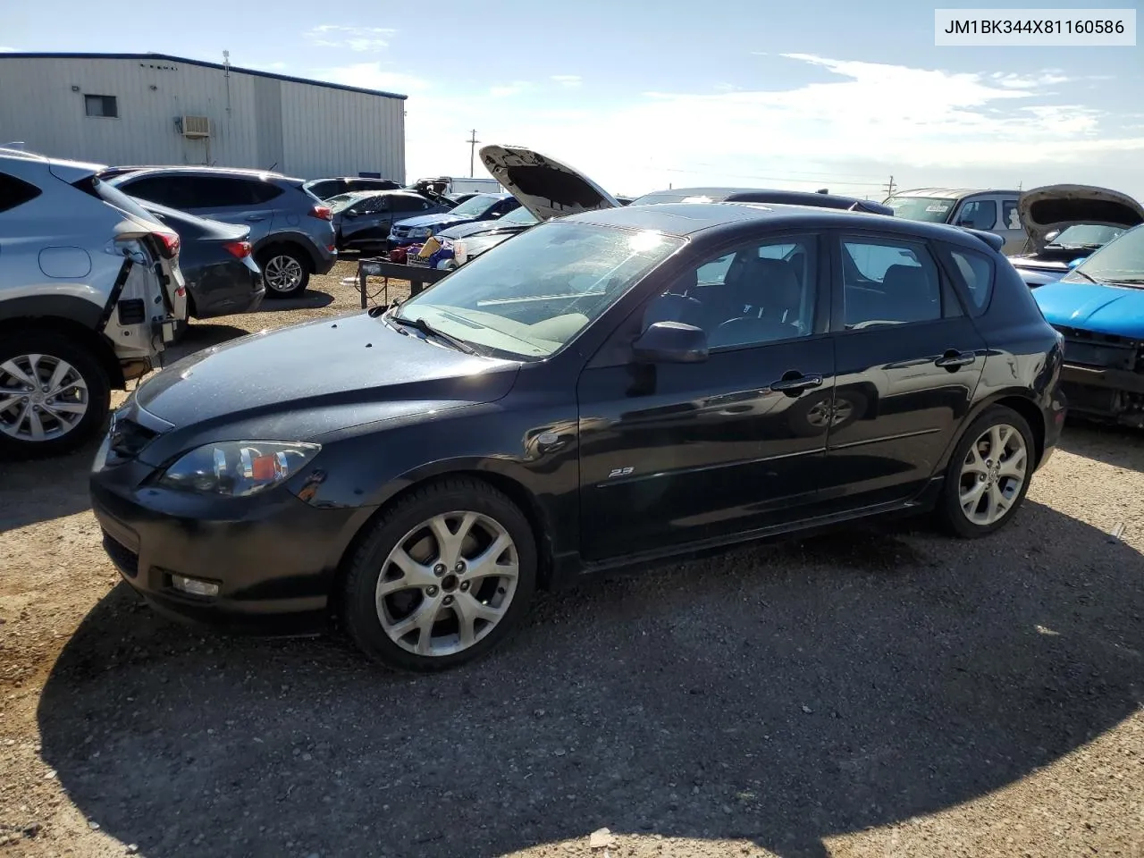 2008 Mazda 3 Hatchback VIN: JM1BK344X81160586 Lot: 67929434