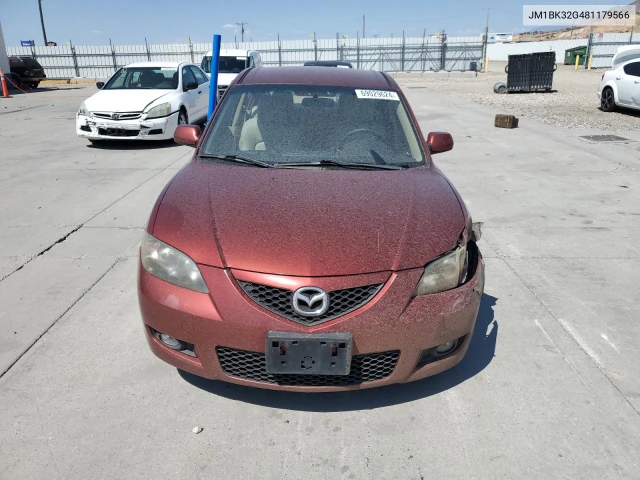 2008 Mazda 3 I VIN: JM1BK32G481179566 Lot: 69029624