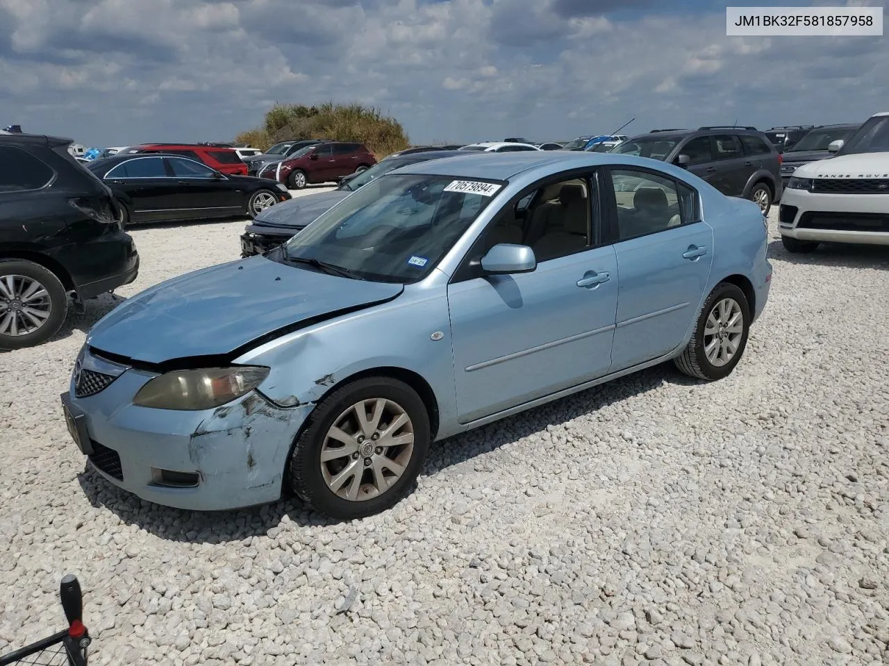 2008 Mazda 3 I VIN: JM1BK32F581857958 Lot: 70579894