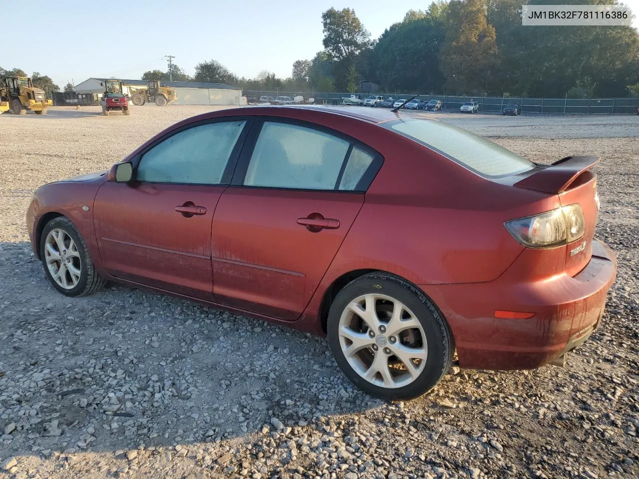 2008 Mazda 3 I VIN: JM1BK32F781116386 Lot: 74853994