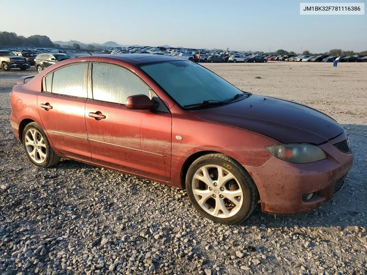 2008 Mazda 3 I VIN: JM1BK32F781116386 Lot: 74853994