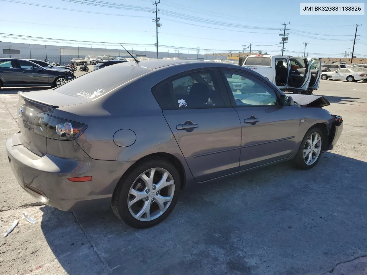 2008 Mazda 3 I VIN: JM1BK32G881138826 Lot: 77483684