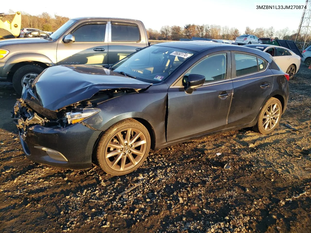 2018 Mazda 3 Touring VIN: 3MZBN1L33JM270874 Lot: 78650174