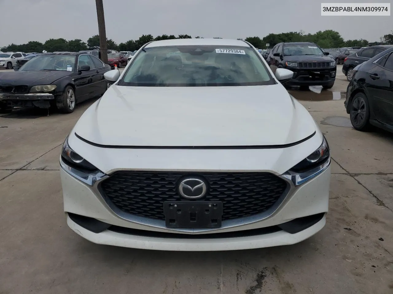 2022 Mazda 3 Select VIN: 3MZBPABL4NM309974 Lot: 57729384