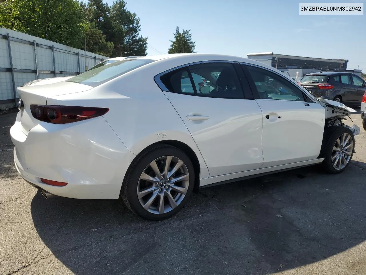 2022 Mazda 3 Select VIN: 3MZBPABL0NM302942 Lot: 73582714