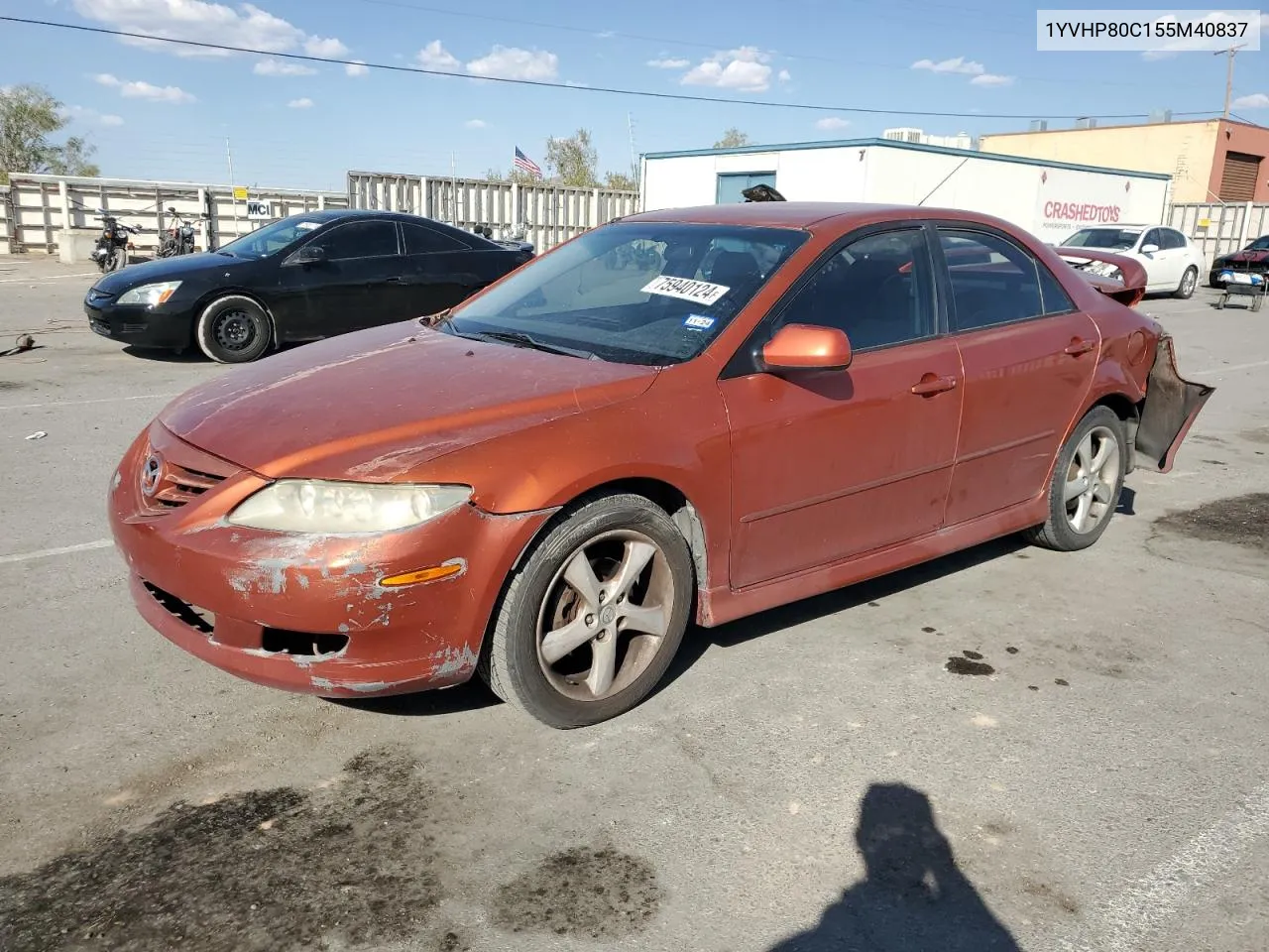 2005 Mazda 6 I VIN: 1YVHP80C155M40837 Lot: 75940124