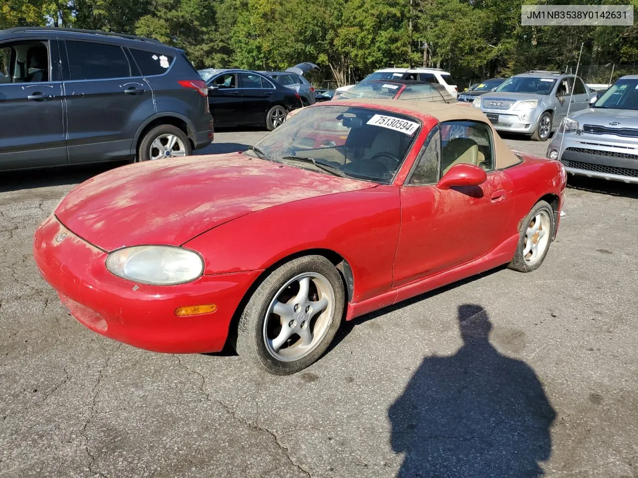 2000 Mazda Mx-5 Miata Base VIN: JM1NB3538Y0142631 Lot: 75130594