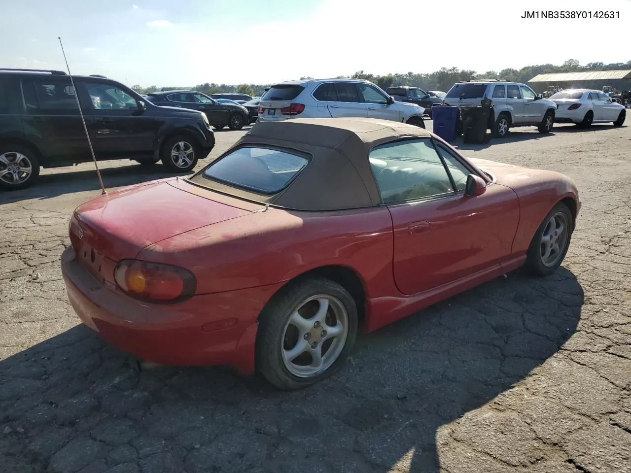 2000 Mazda Mx-5 Miata Base VIN: JM1NB3538Y0142631 Lot: 75130594