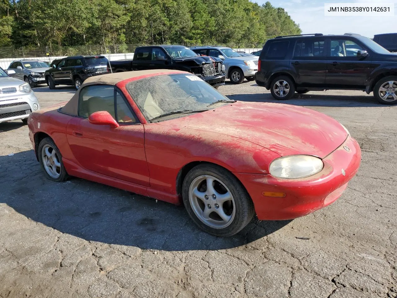 2000 Mazda Mx-5 Miata Base VIN: JM1NB3538Y0142631 Lot: 75130594