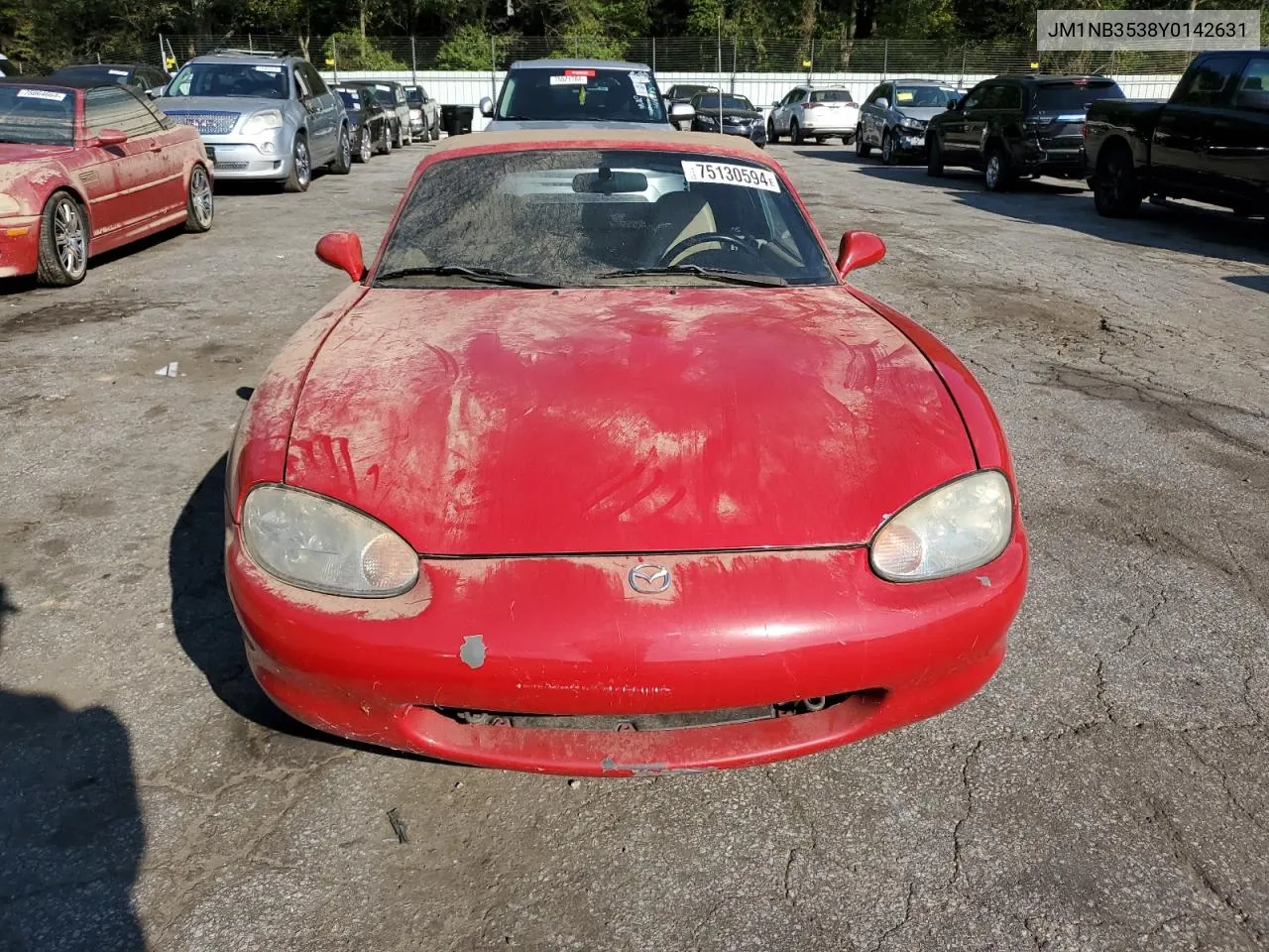 2000 Mazda Mx-5 Miata Base VIN: JM1NB3538Y0142631 Lot: 75130594