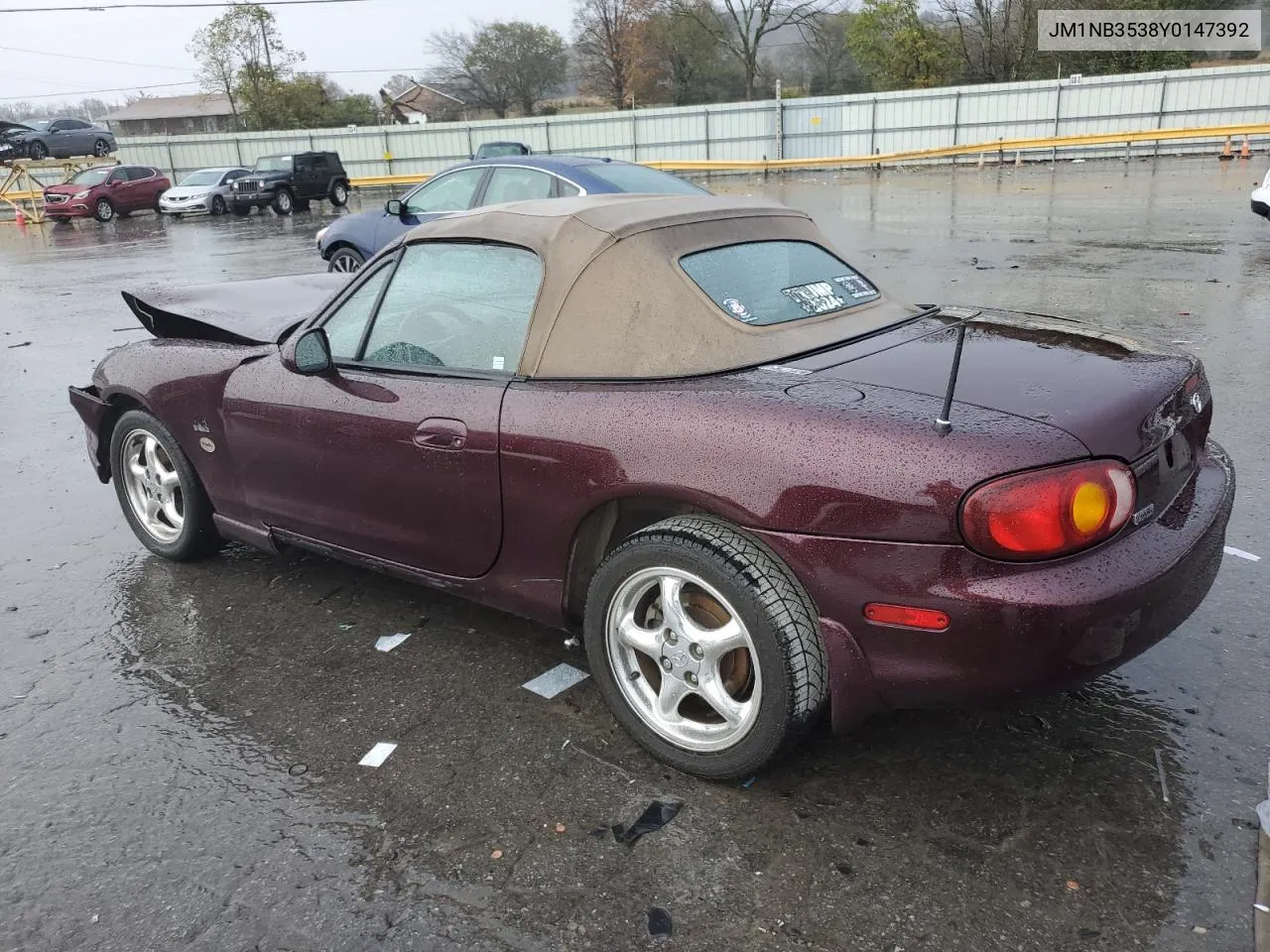 2000 Mazda Mx-5 Miata Base VIN: JM1NB3538Y0147392 Lot: 78994144