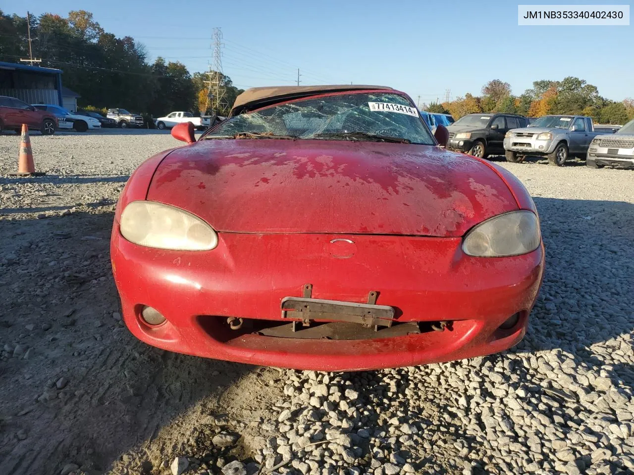 2004 Mazda Mx-5 Miata Base VIN: JM1NB353340402430 Lot: 77413414