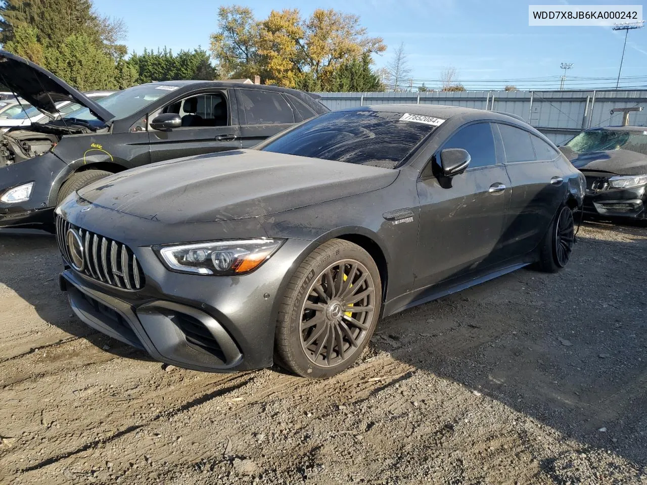 2019 Mercedes-Benz Amg Gt 63 VIN: WDD7X8JB6KA000242 Lot: 77852084