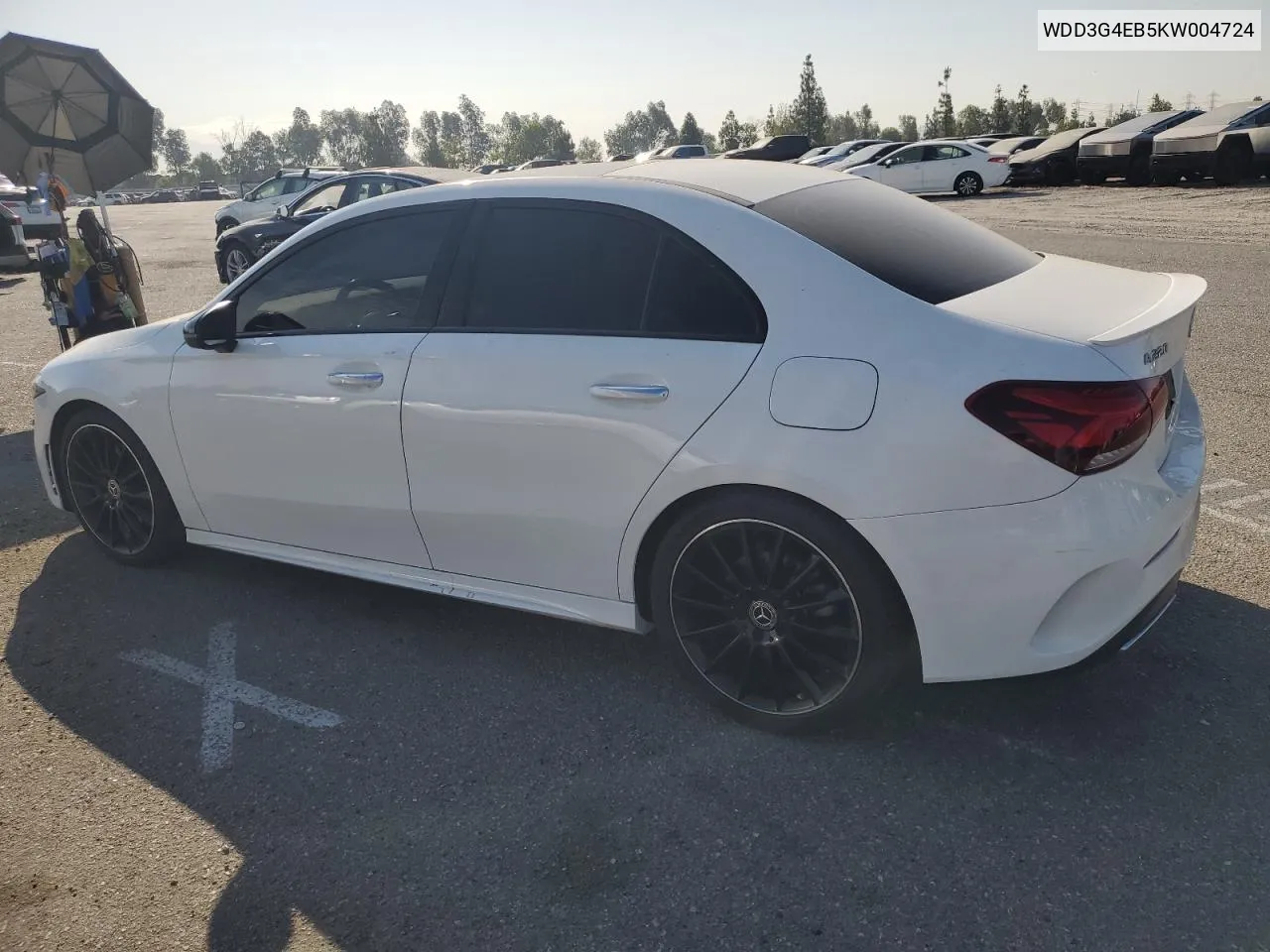 2019 Mercedes-Benz A 220 VIN: WDD3G4EB5KW004724 Lot: 66179244