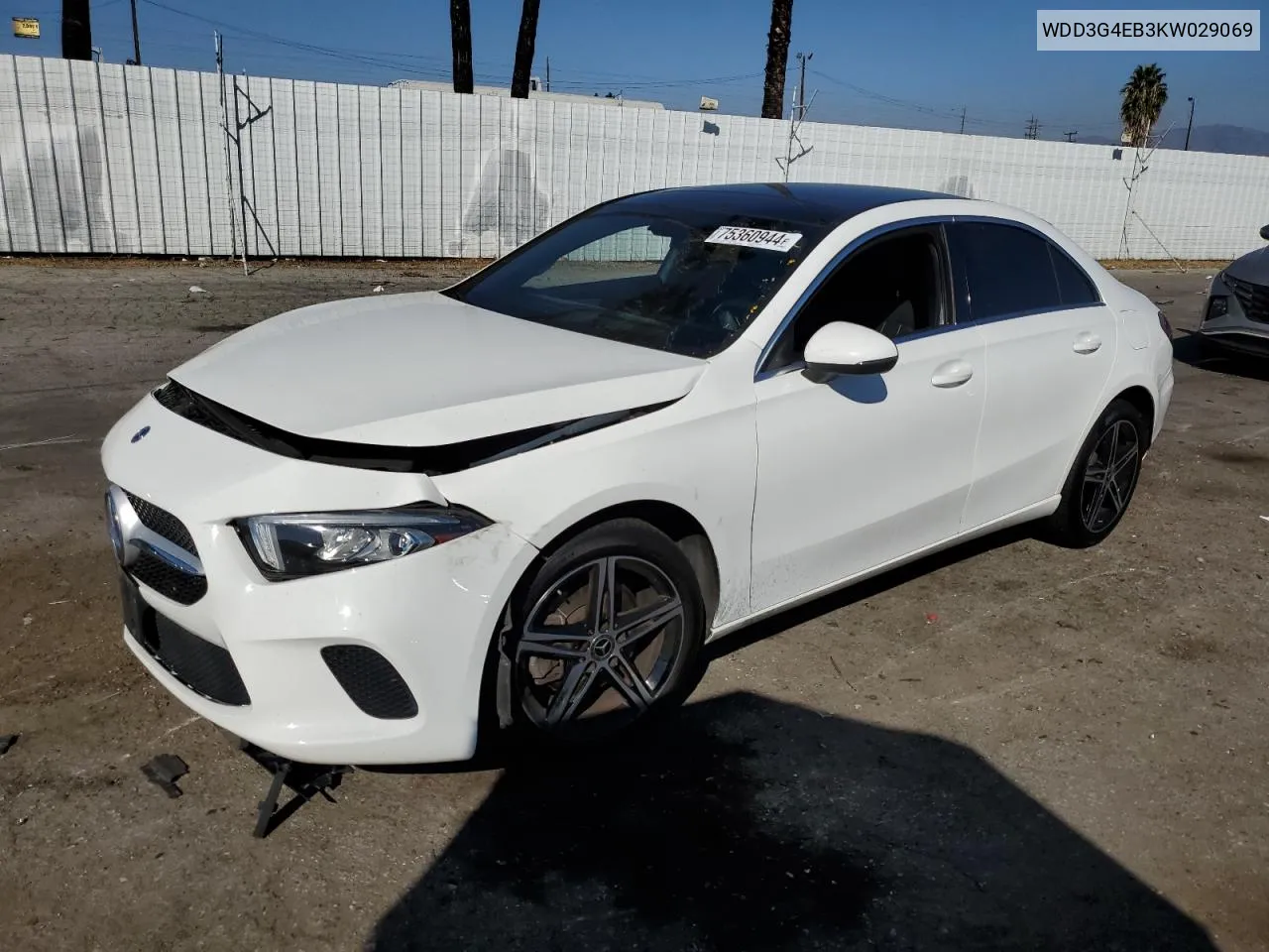 2019 Mercedes-Benz A 220 VIN: WDD3G4EB3KW029069 Lot: 75360944