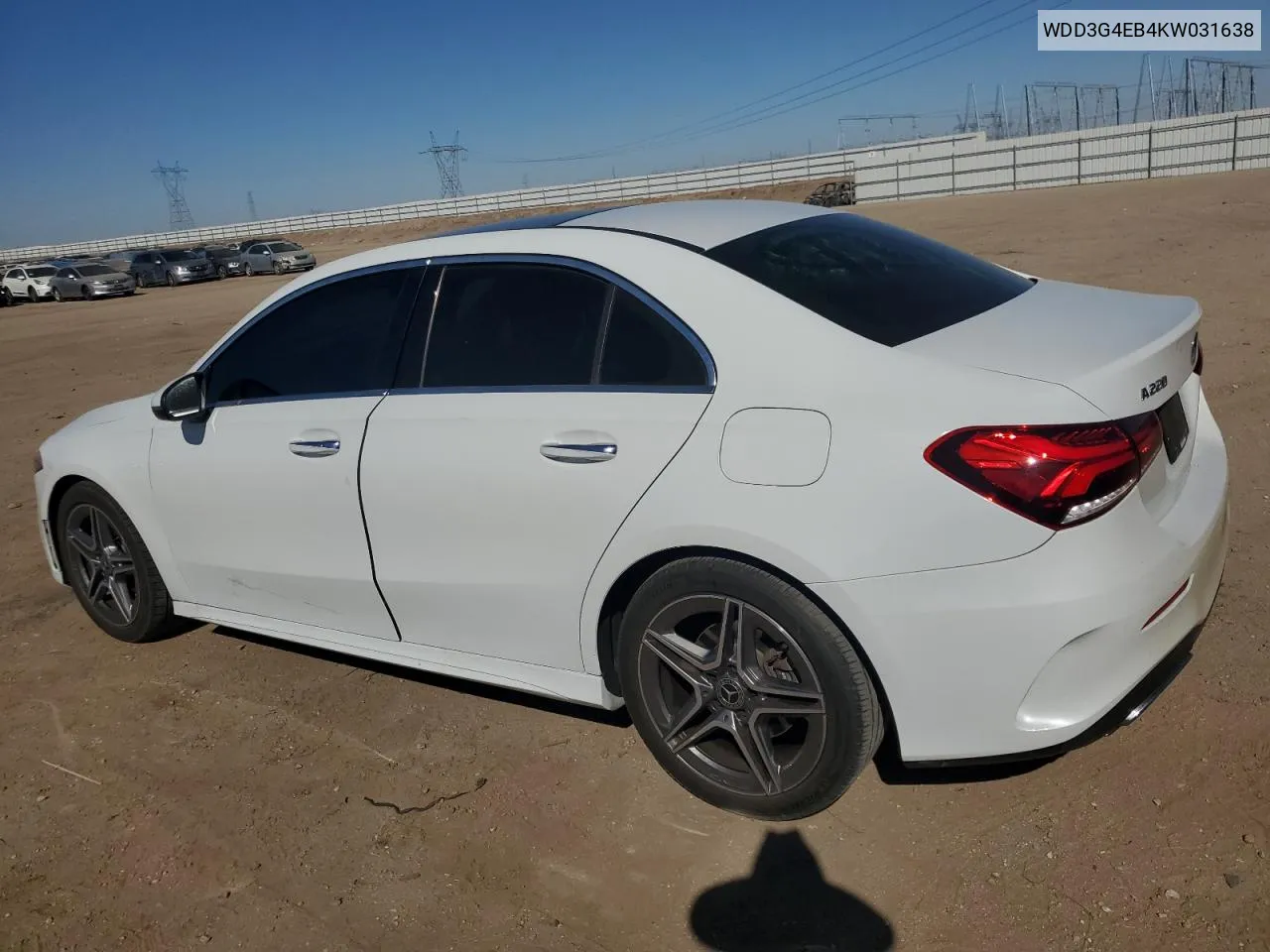 2019 Mercedes-Benz A 220 VIN: WDD3G4EB4KW031638 Lot: 76148584