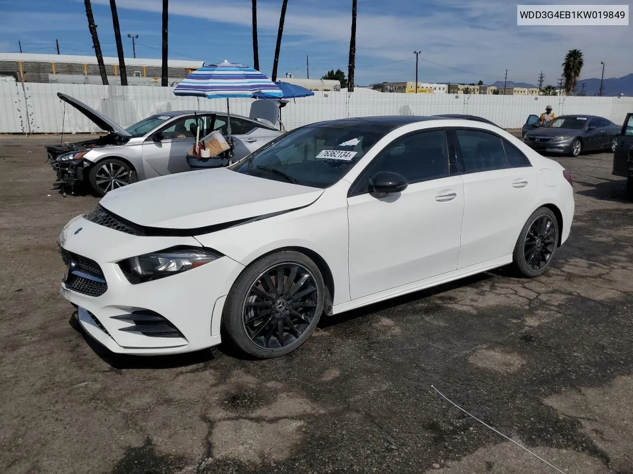 2019 Mercedes-Benz A 220 VIN: WDD3G4EB1KW019849 Lot: 76362134