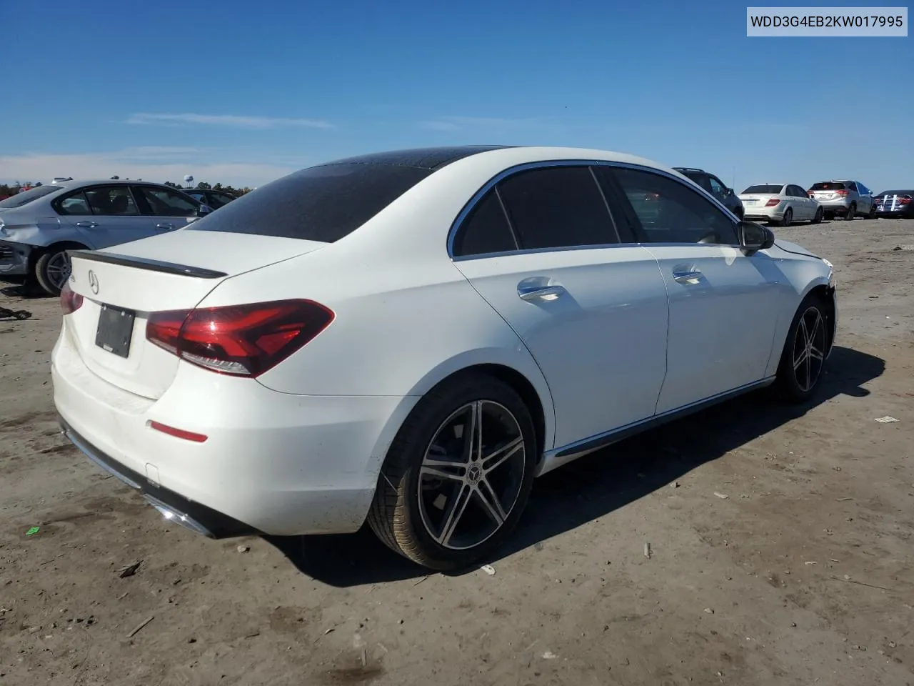 2019 Mercedes-Benz A 220 VIN: WDD3G4EB2KW017995 Lot: 77406934