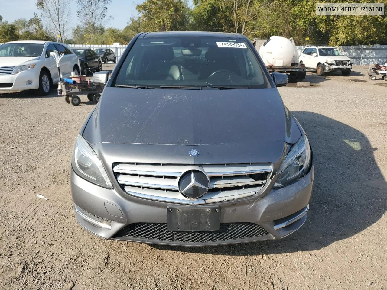 2014 Mercedes-Benz B250 VIN: WDDMH4EB7EJ216138 Lot: 74189934