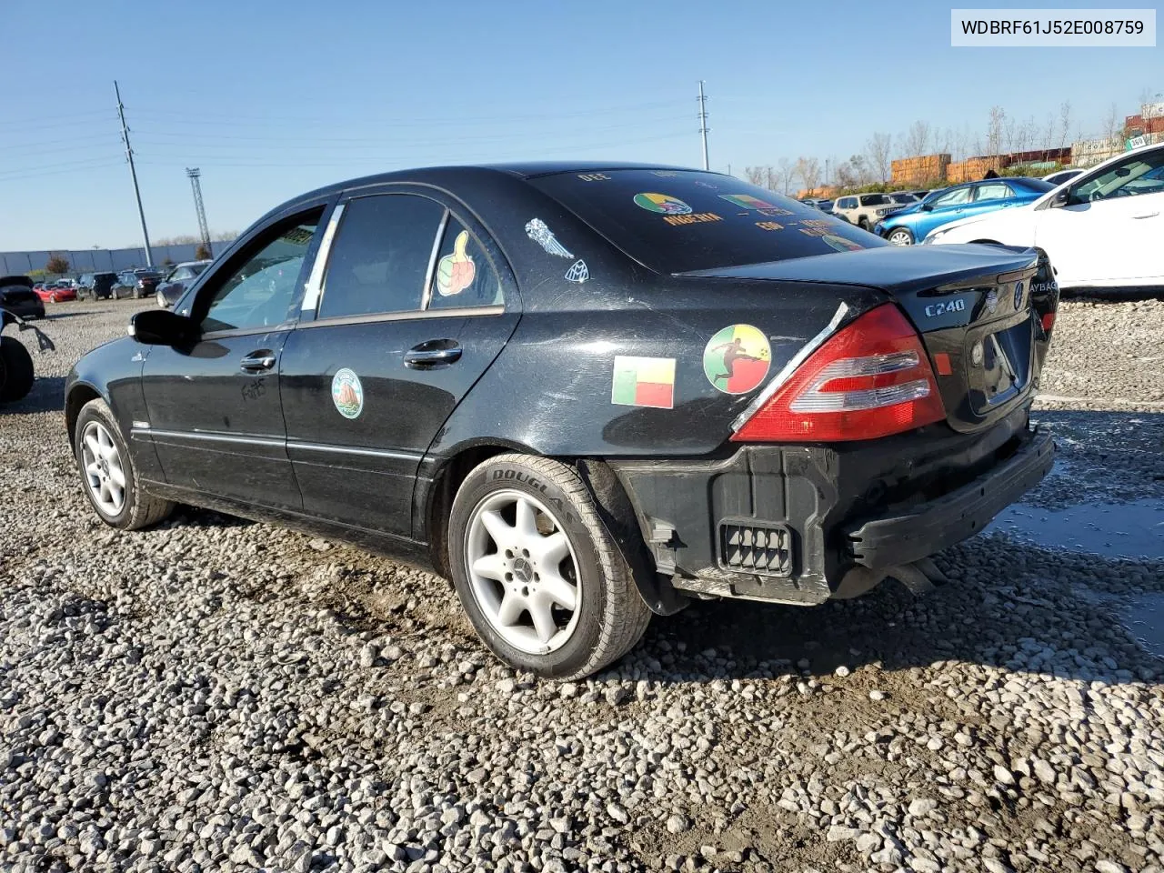 2002 Mercedes-Benz C 240 VIN: WDBRF61J52E008759 Lot: 79503234