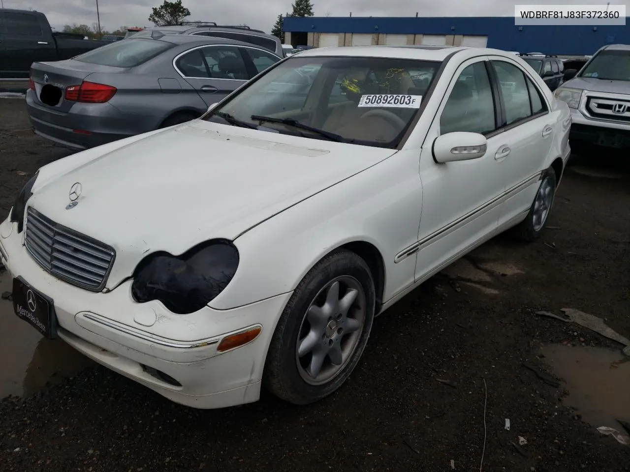 2003 Mercedes-Benz C 240 4Matic VIN: WDBRF81J83F372360 Lot: 50892603