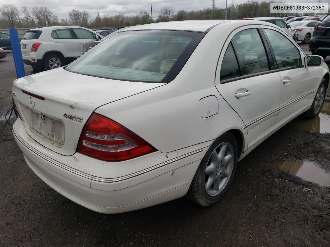 2003 Mercedes-Benz C 240 4Matic VIN: WDBRF81J83F372360 Lot: 50892603