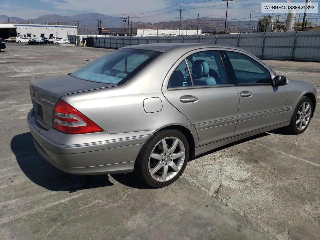 2003 Mercedes-Benz C 230K Sport Sedan VIN: WDBRF40J33F421393 Lot: 75850424