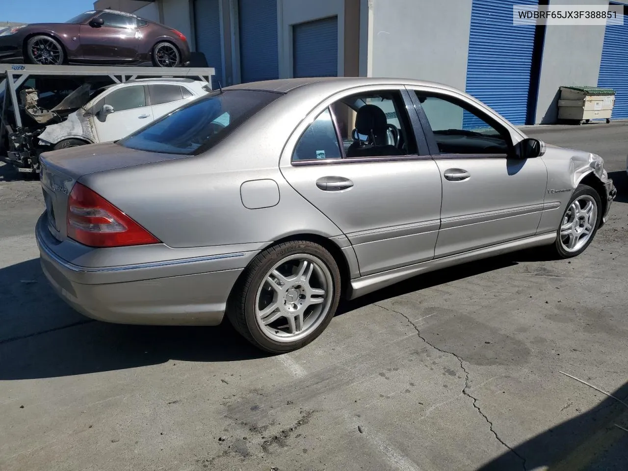 2003 Mercedes-Benz C 32 Amg Kompressor VIN: WDBRF65JX3F388851 Lot: 77421484