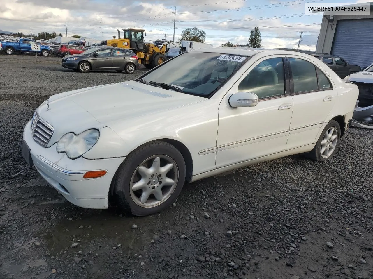 2004 Mercedes-Benz C 240 4Matic VIN: WDBRF81J04F526447 Lot: 76088664