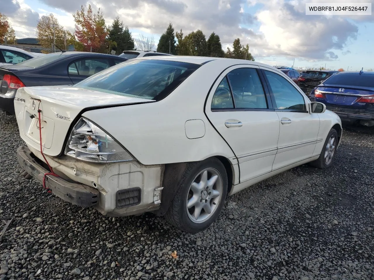 2004 Mercedes-Benz C 240 4Matic VIN: WDBRF81J04F526447 Lot: 76088664