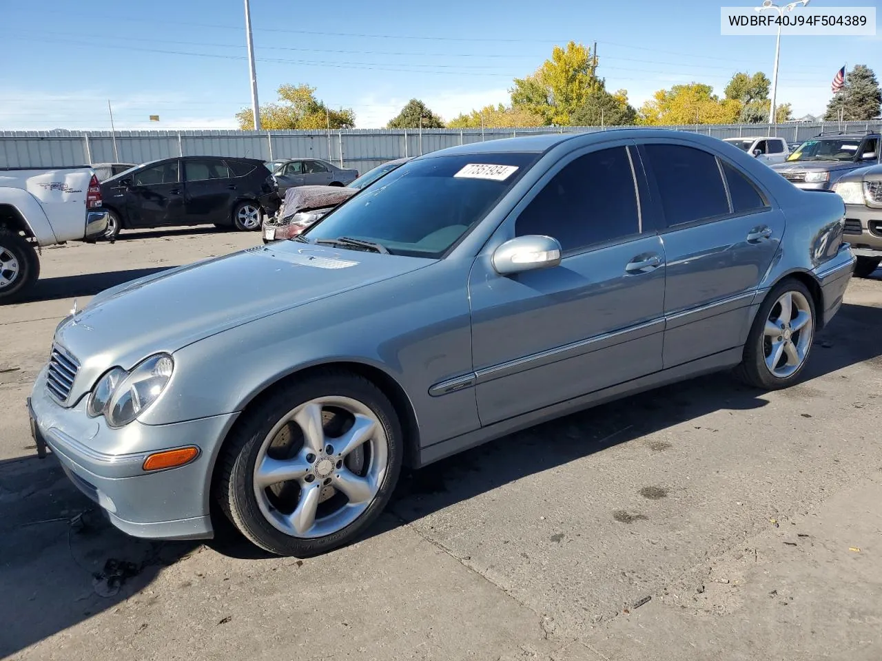 2004 Mercedes-Benz C 230K Sport Sedan VIN: WDBRF40J94F504389 Lot: 77351934