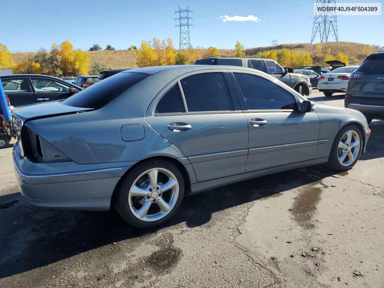 2004 Mercedes-Benz C 230K Sport Sedan VIN: WDBRF40J94F504389 Lot: 77351934