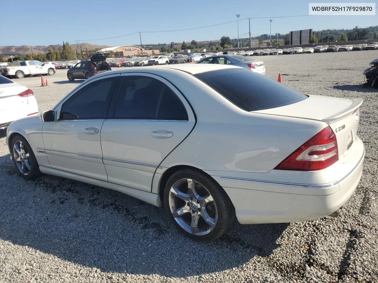 2007 Mercedes-Benz C 230 VIN: WDBRF52H17F929870 Lot: 75464174