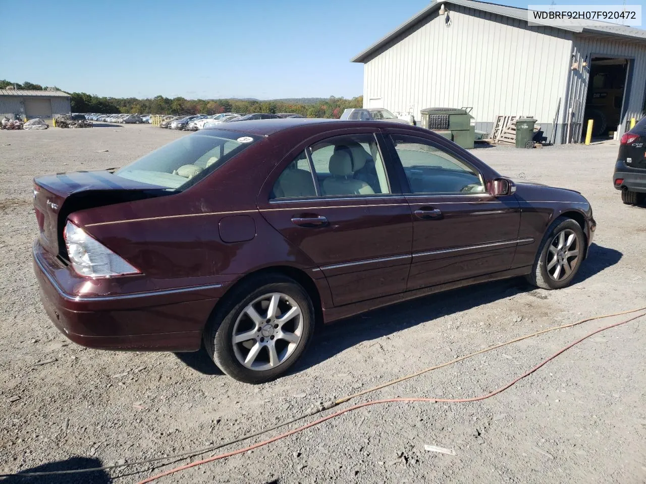 2007 Mercedes-Benz C 280 4Matic VIN: WDBRF92H07F920472 Lot: 75828194