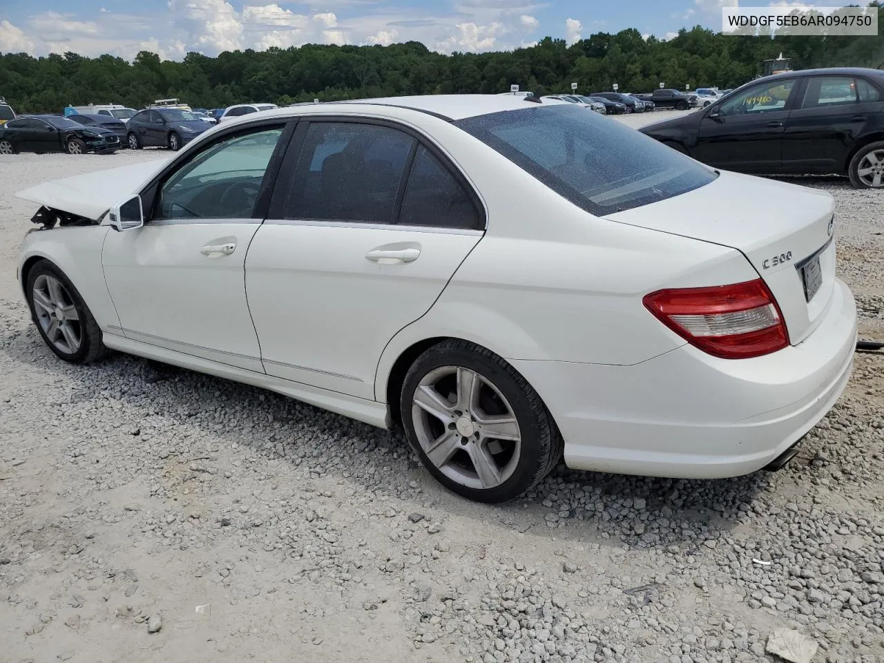 2010 Mercedes-Benz C 300 VIN: WDDGF5EB6AR094750 Lot: 62018654