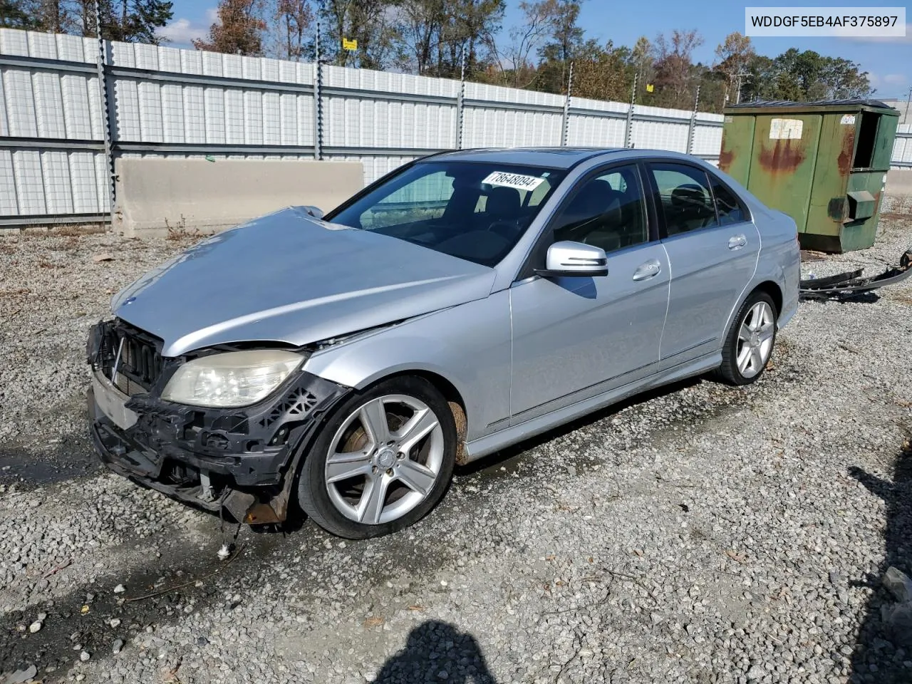 2010 Mercedes-Benz C 300 VIN: WDDGF5EB4AF375897 Lot: 78648094