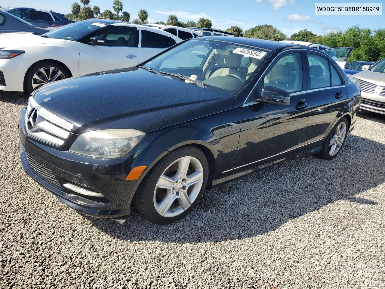 2011 Mercedes-Benz C 300 VIN: WDDGF5EB8BR158949 Lot: 74038954