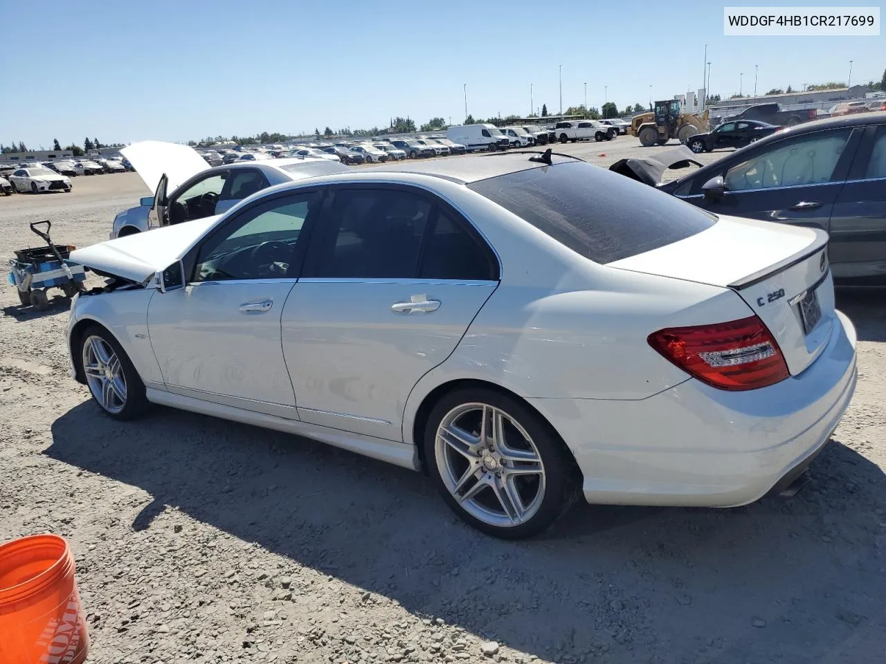 2012 Mercedes-Benz C 250 VIN: WDDGF4HB1CR217699 Lot: 68307994