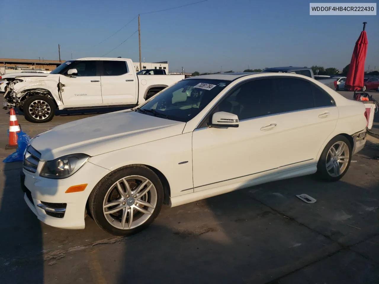 2012 Mercedes-Benz C 250 VIN: WDDGF4HB4CR222430 Lot: 70391784