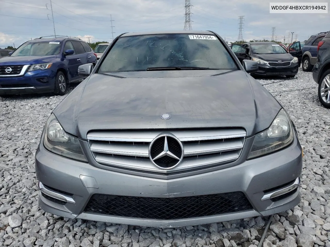 2012 Mercedes-Benz C 250 VIN: WDDGF4HBXCR194942 Lot: 71647954