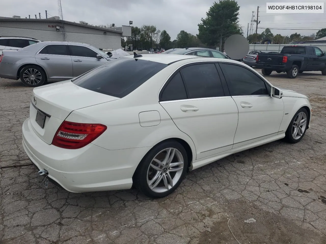 2012 Mercedes-Benz C 250 VIN: WDDGF4HB1CR198104 Lot: 72516664